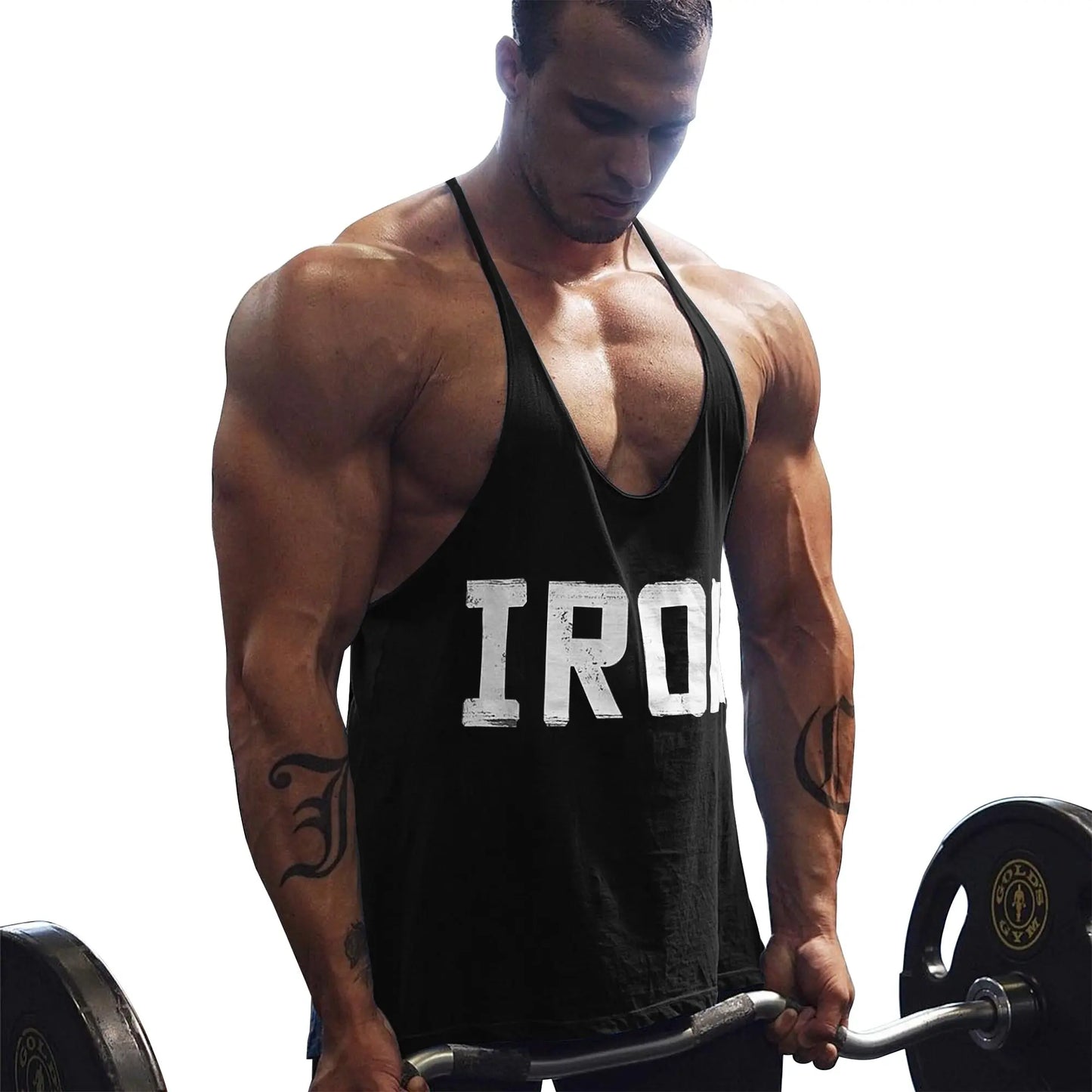 Men's Athletic Printed Gym Workout Bodybuilding Tank Tops M J Fitness