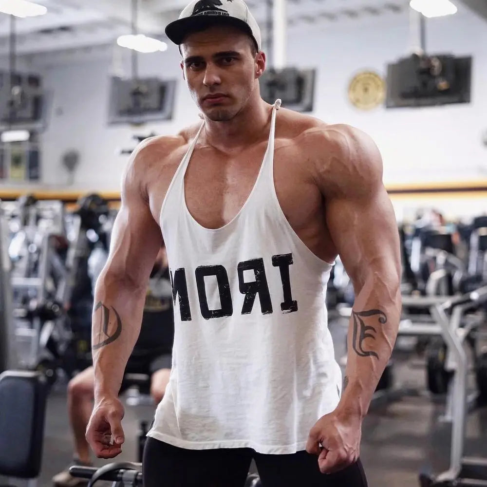 Men's Athletic Printed Gym Workout Bodybuilding Tank Tops M J Fitness