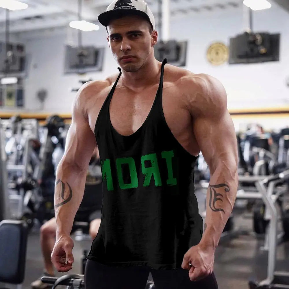 Men's Athletic Printed Gym Workout Bodybuilding Tank Tops M J Fitness