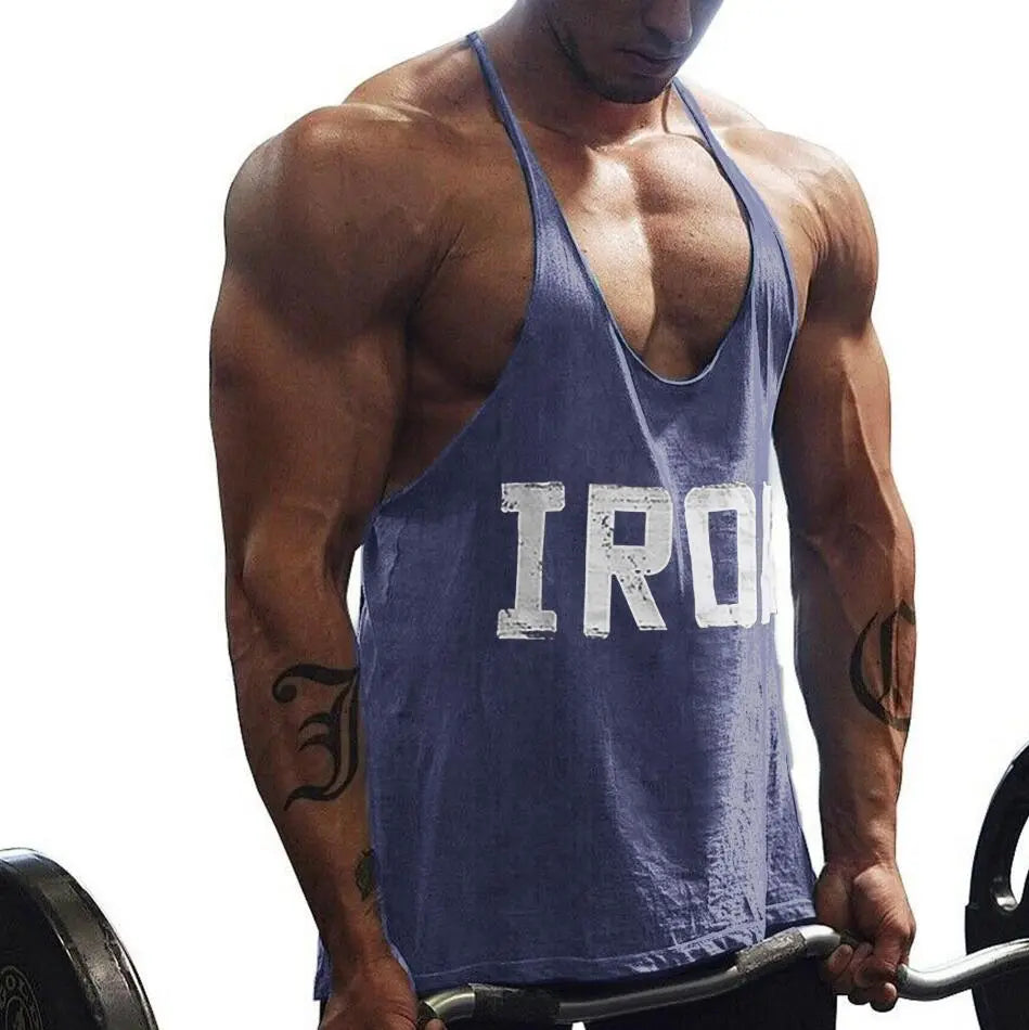 Men's Athletic Printed Gym Workout Bodybuilding Tank Tops M J Fitness