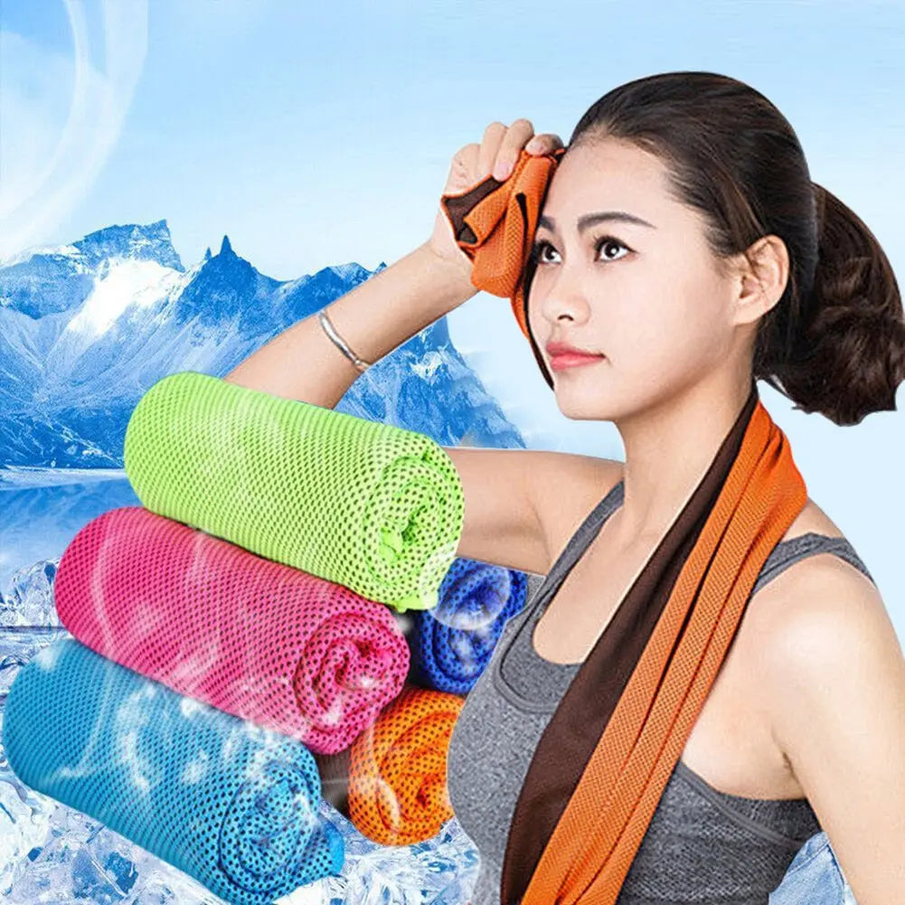Microfiber Sport Towel Rapid Cooling Ice Face Towel Quick-Dry Beach Towels Summer Enduring Instant Chill Towels for Fitness Yoga M J Fitness