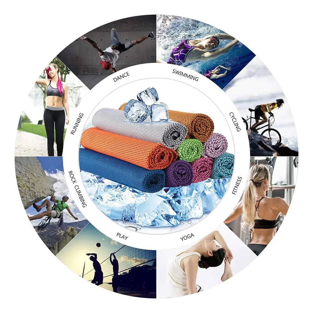 Microfiber Sport Towel Rapid Cooling Ice Face Towel Quick-Dry Beach Towels Summer Enduring Instant Chill Towels for Fitness Yoga M J Fitness