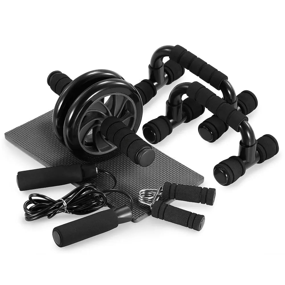 Muscle Exercise Equipment Abdominal Press Wheel Roller Home Fitness Equipment Gym Roller Trainer with Push UP Bar Jump Rope M J Fitness