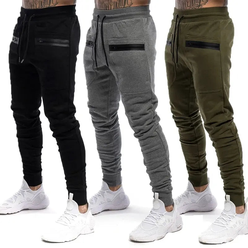New Mens Jogger Zip pocket Sweatpants Man Gyms Workout Fitness Cotton Trousers Male Casual Fashion Skinny Track Pants Winter M J Fitness