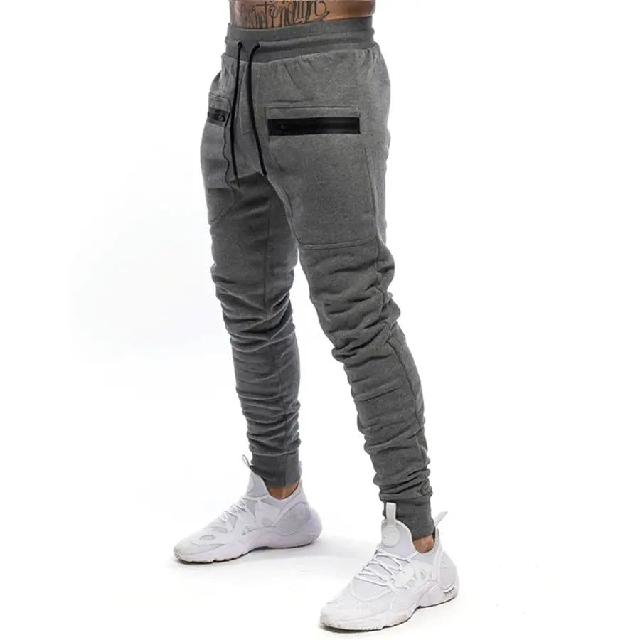 New Mens Jogger Zip pocket Sweatpants Man Gyms Workout Fitness Cotton Trousers Male Casual Fashion Skinny Track Pants Winter M J Fitness