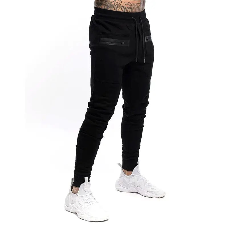 New Mens Jogger Zip pocket Sweatpants Man Gyms Workout Fitness Cotton Trousers Male Casual Fashion Skinny Track Pants Winter M J Fitness