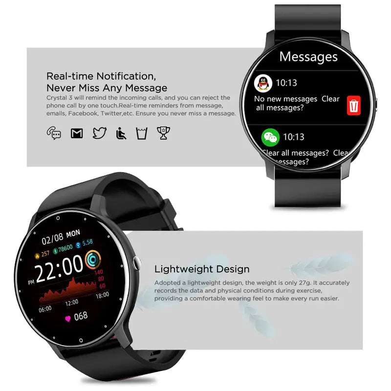 New Smart Watch Men Full Touch Screen Sport Fitness Watch M J Fitness