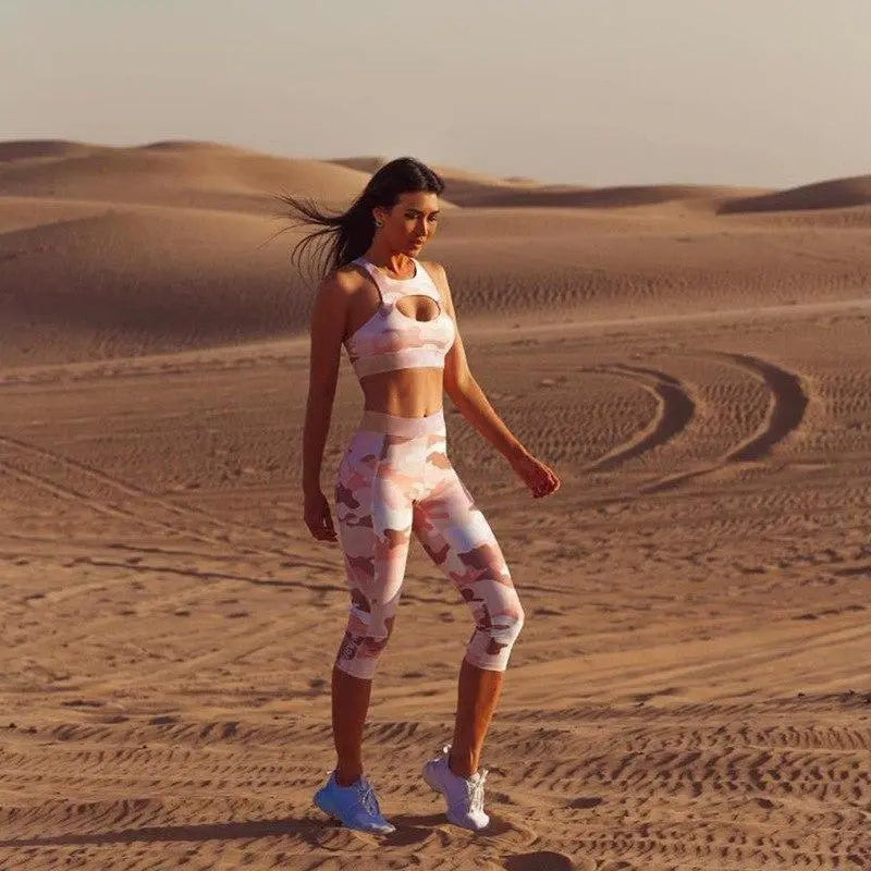 Pink Camo Pocket Push Up Fitness 2 Piece Set M J Fitness
