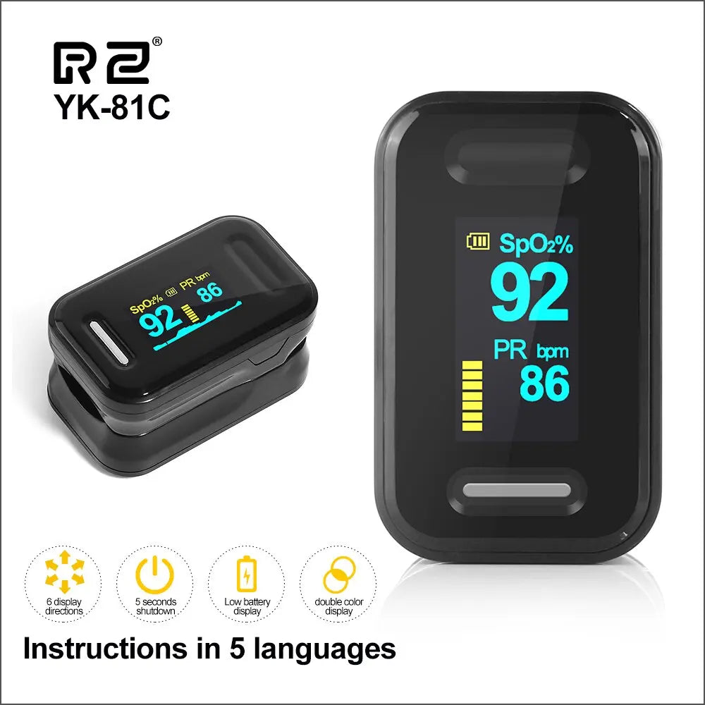 RZ Portable Finger Oximeter Fingertip PulseOximeter Medical Equipment With OLED Display Heart Rate Spo2 PR Pulse Oximeter M J Fitness