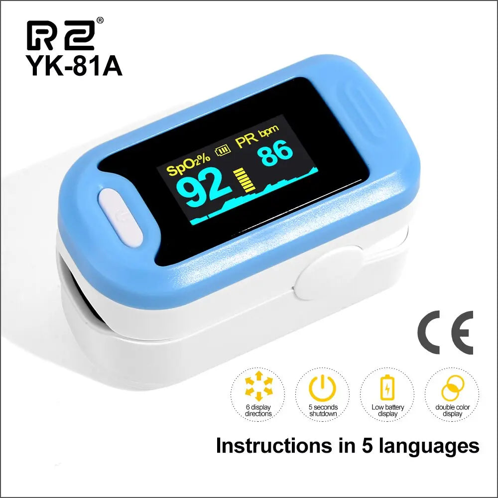 RZ Portable Finger Oximeter Fingertip PulseOximeter Medical Equipment With OLED Display Heart Rate Spo2 PR Pulse Oximeter M J Fitness
