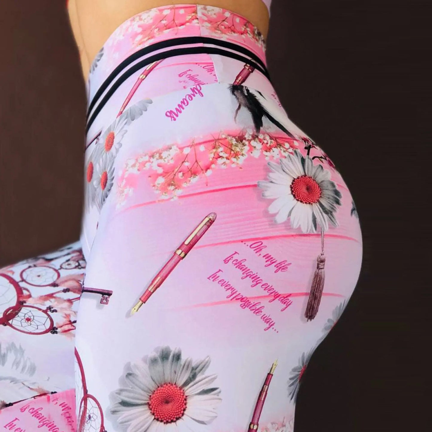 S-3XL New arrival Women Leggings Workout Sport Legging Digital Print Stretch Fitness Running Pants High Waist Push Up Leggins M J Fitness