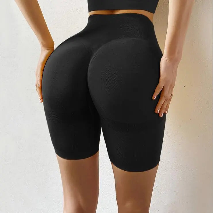 Slim Fit High Waist Yoga Sport Shorts Hip Push Up Women Plain Soft Nylon Fitness Running Shorts Tummy Control Workout Gym Shorts M J Fitness
