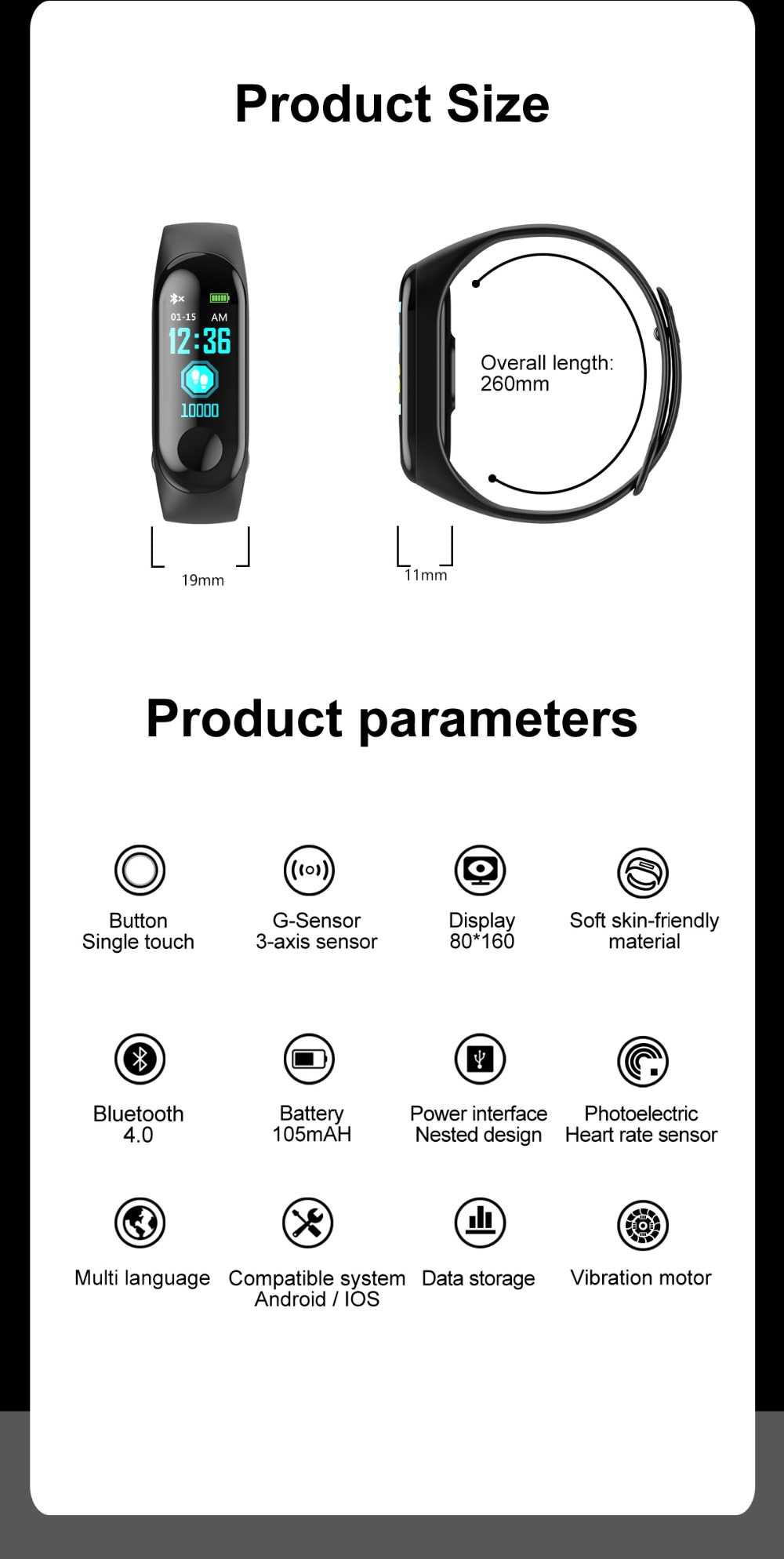Smart Bracelet Fitness Tracker M J Fitness