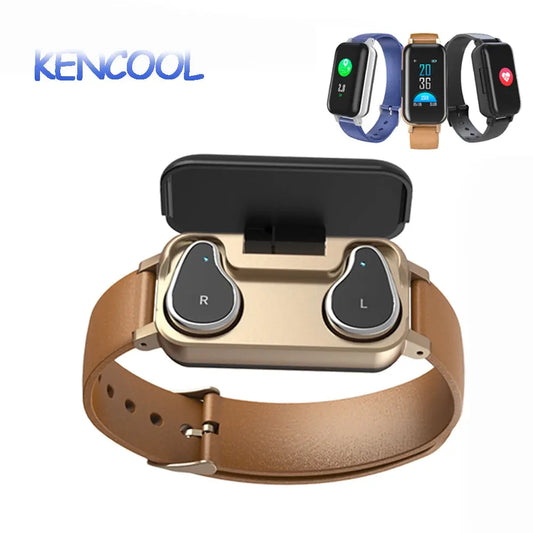 TWS Smart Binaural Bluetooth Headphone Fitness Bracelet Heart Rate Monitor M J Fitness