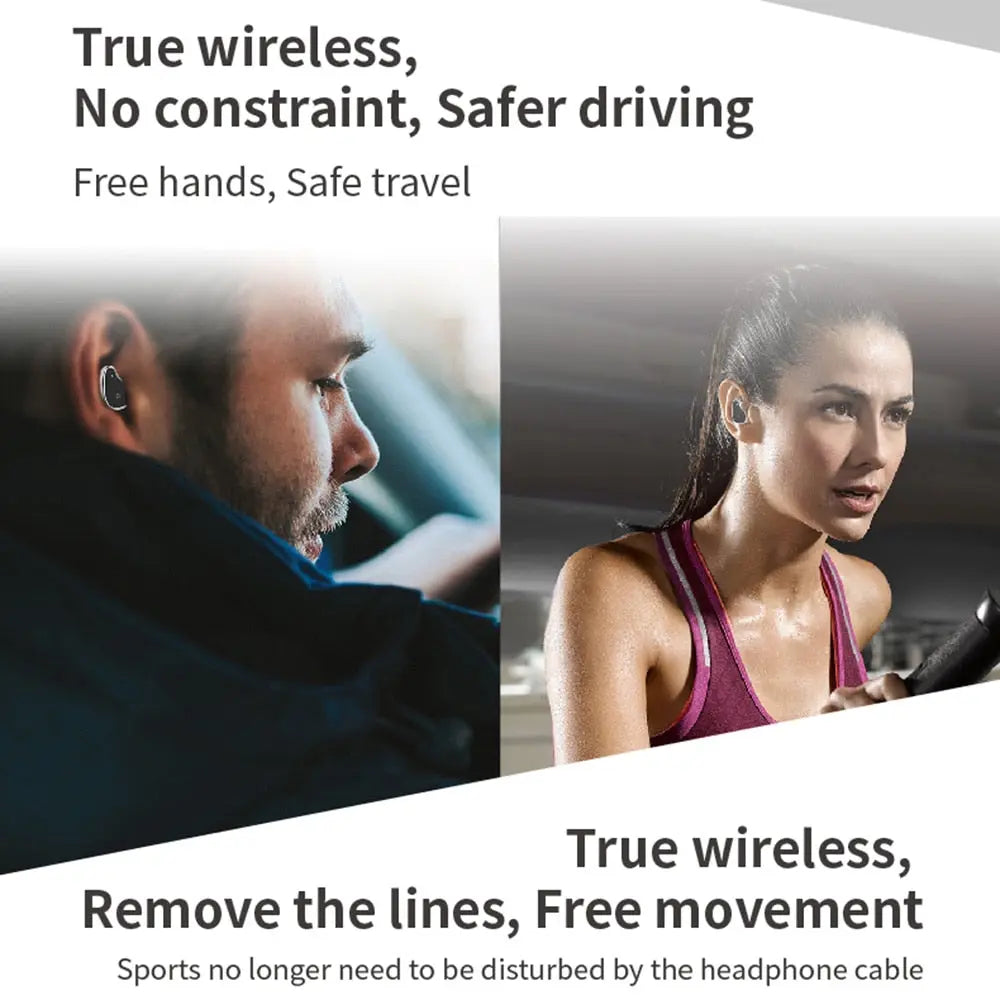 TWS Smart Binaural Bluetooth Headphone Fitness Bracelet Heart Rate Monitor M J Fitness