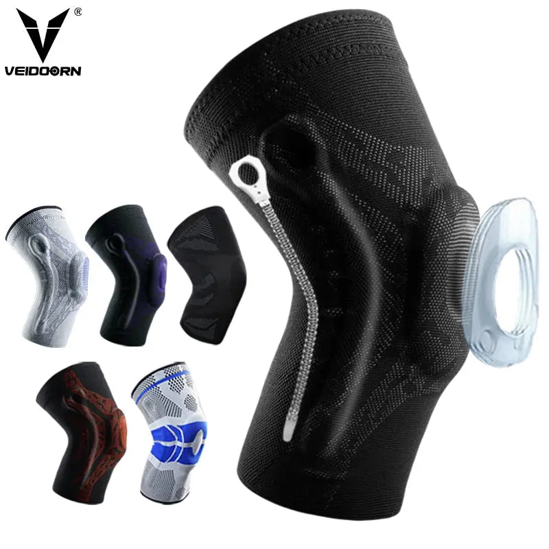 Veidoorn 1PCS Compression Knee Support Sleeve Protector Elastic Kneepad Brace Springs gym Sports basketball Volleyball Running M J Fitness