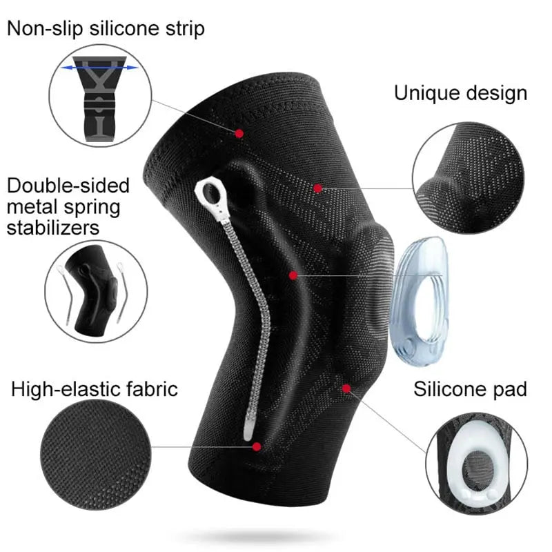 Veidoorn 1PCS Compression Knee Support Sleeve Protector Elastic Kneepad Brace Springs gym Sports basketball Volleyball Running M J Fitness