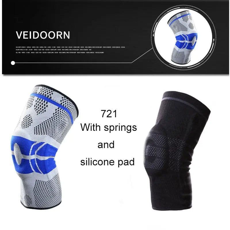 Veidoorn 1PCS Compression Knee Support Sleeve Protector Elastic Kneepad Brace Springs gym Sports basketball Volleyball Running M J Fitness