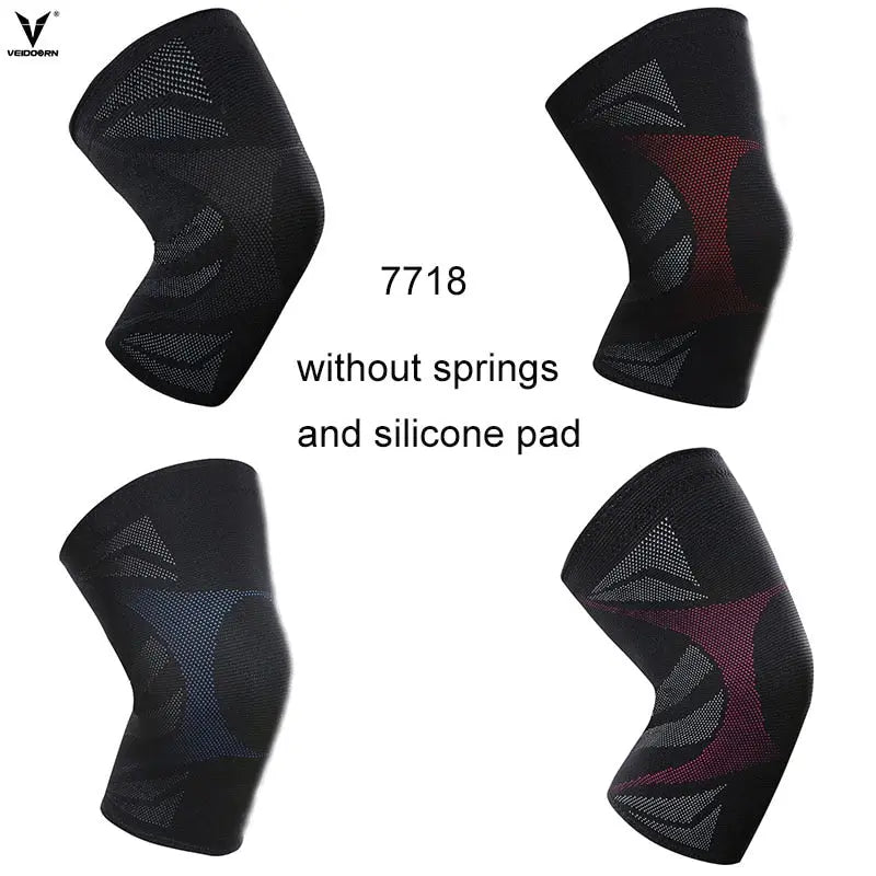 Veidoorn 1PCS Compression Knee Support Sleeve Protector Elastic Kneepad Brace Springs gym Sports basketball Volleyball Running M J Fitness