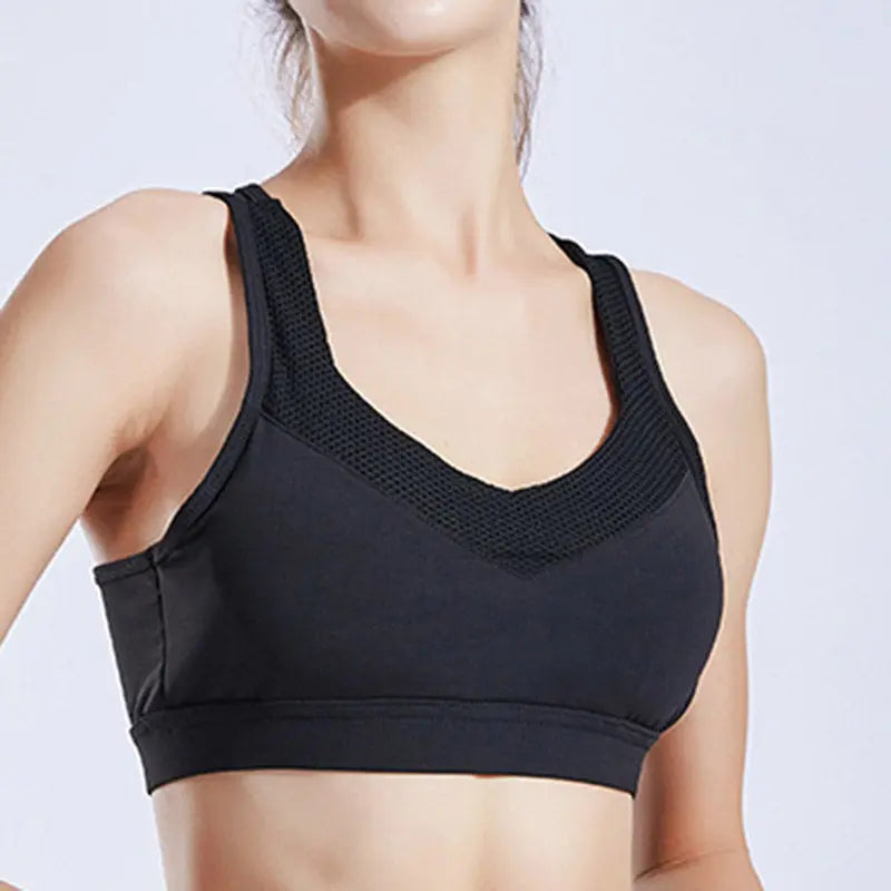 Women Push Up  Sexy Breathable Sports Top Female Gym Fitness Cross Strap Sport Underwear Female Patchwork Running Women Tank Top M J Fitness