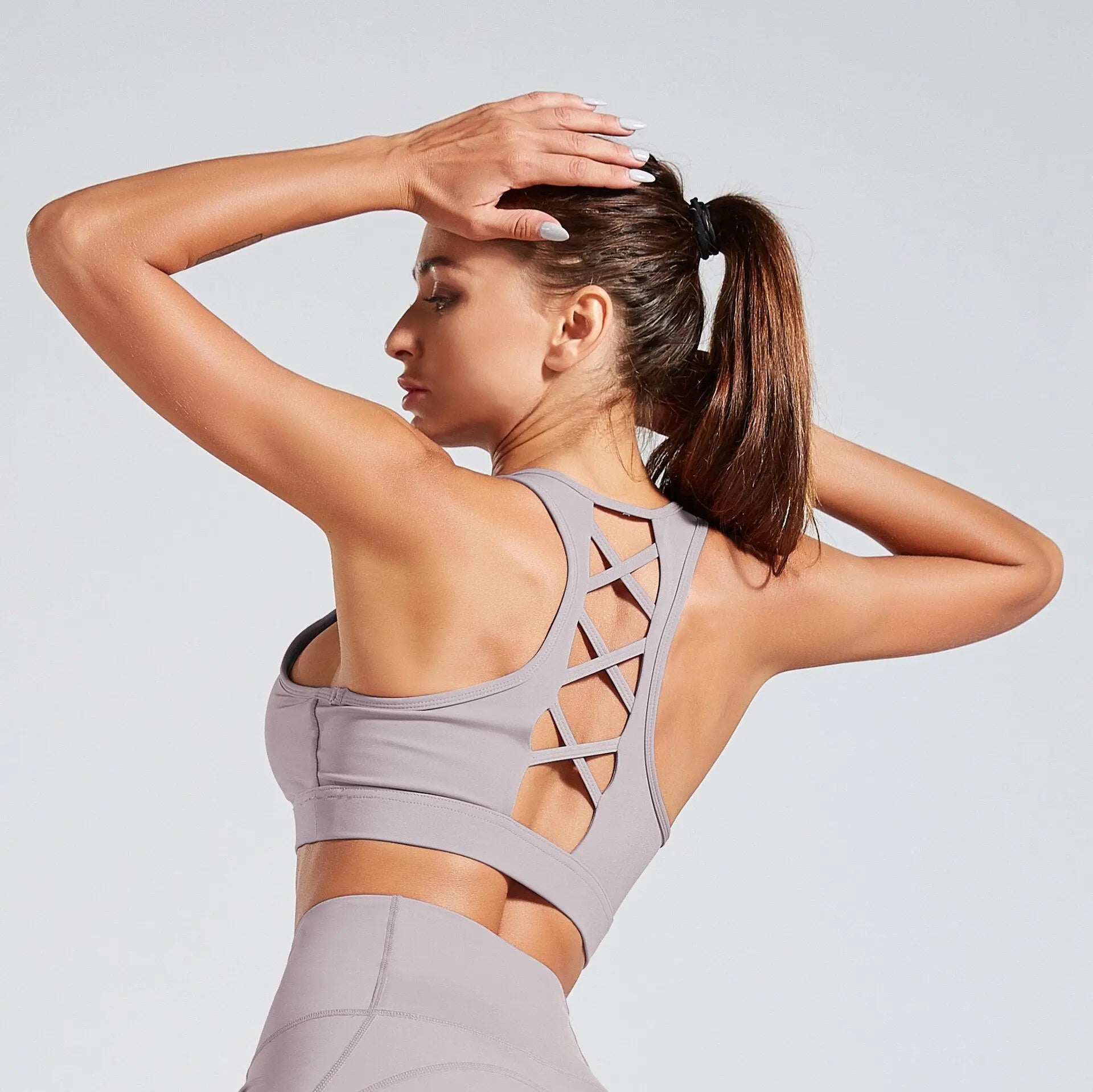 Women Push Up  Sexy Breathable Sports Top Female Gym Fitness Cross Strap Sport Underwear Female Patchwork Running Women Tank Top M J Fitness