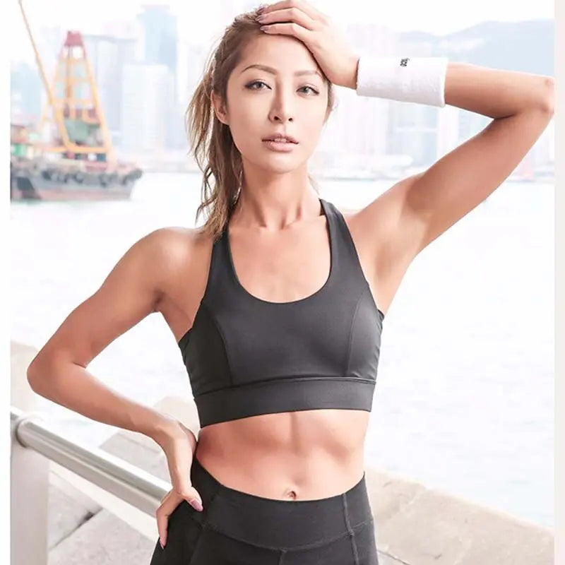 Women White Strap Push Up Sports Bra for Women Gym Running yoga top Bra Athletic Vest Hollow out Sportswear Underwear M J Fitness