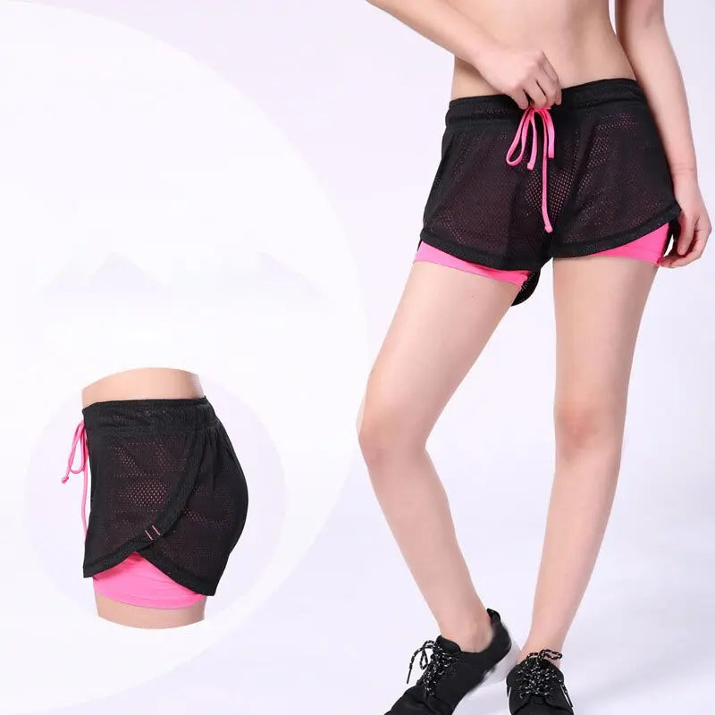 Yoga Shorts Women Fitness Elastic Running Workout Short Leggings Gym Sport Breathable Mesh Side Panels Shorts M J Fitness