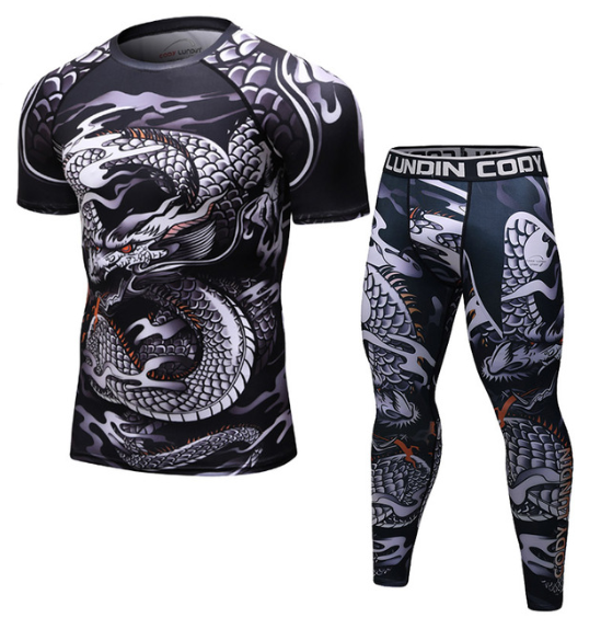 MMA Work Out Compression Rashguard T Shirt M J Fitness