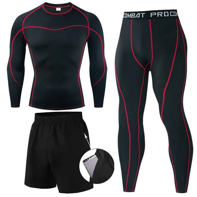 Men's Compression T-shirt Set Quick Drying Sports Tight M J Fitness
