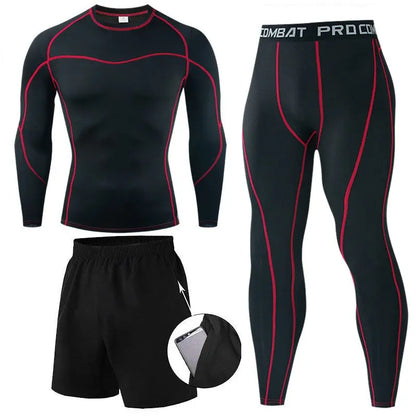 Men's Compression T-shirt Set Quick Drying Sports Tight M J Fitness