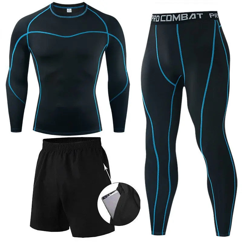Men's Compression T-shirt Set Quick Drying Sports Tight M J Fitness