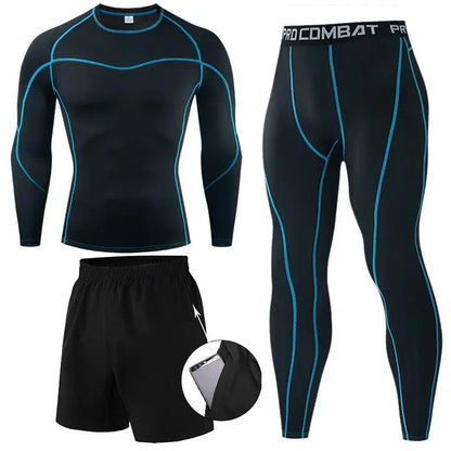Men's Compression T-shirt Set Quick Drying Sports Tight M J Fitness
