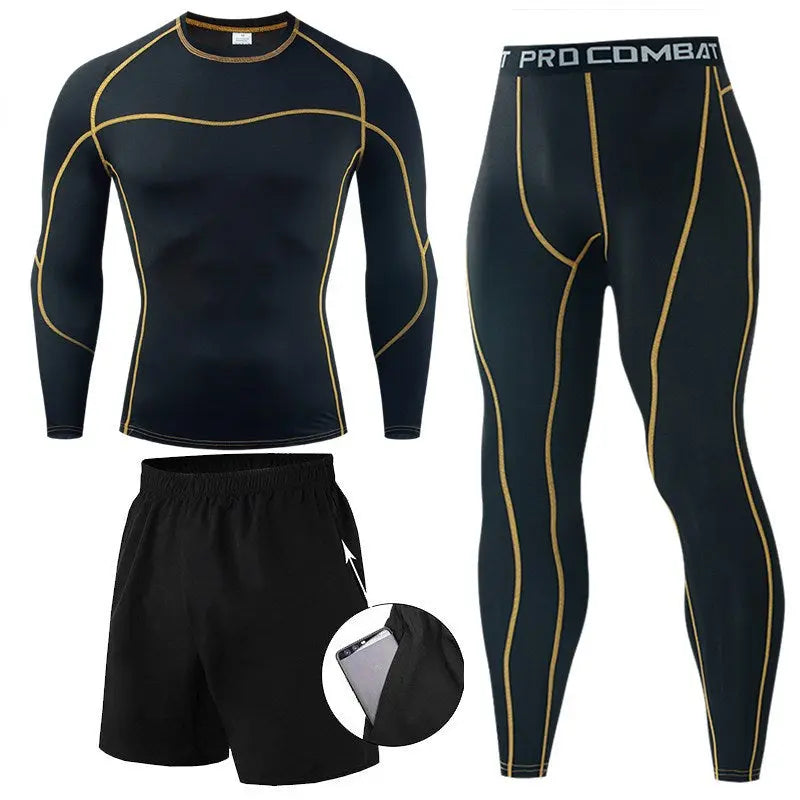 Men's Compression T-shirt Set Quick Drying Sports Tight M J Fitness