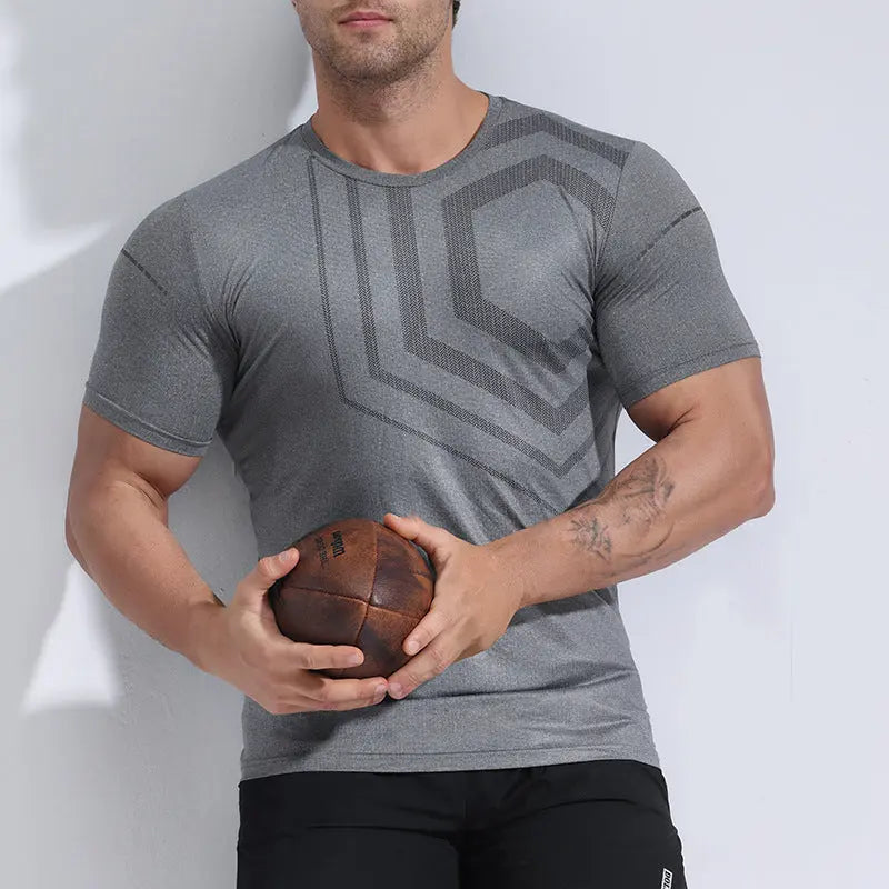 Quick-drying T-shirt Fitness Clothes Men's Summer Running Muscle Training Tops M J Fitness