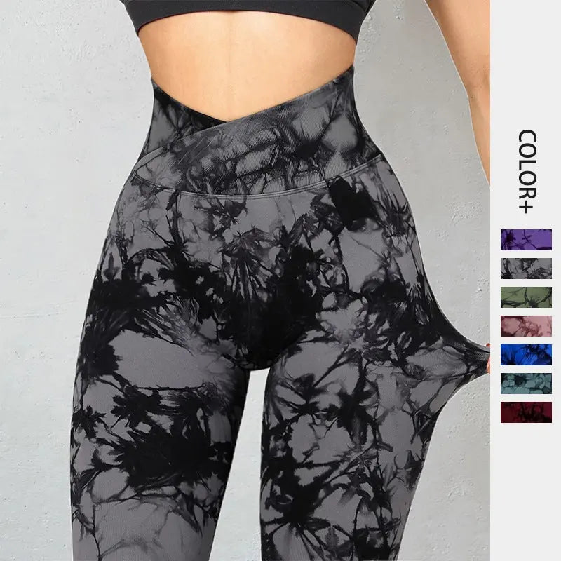 Seamless Tie Dye Leggings Women Yoga Pants Push Up Sport Fitness Running Gym Leggings M J Fitness