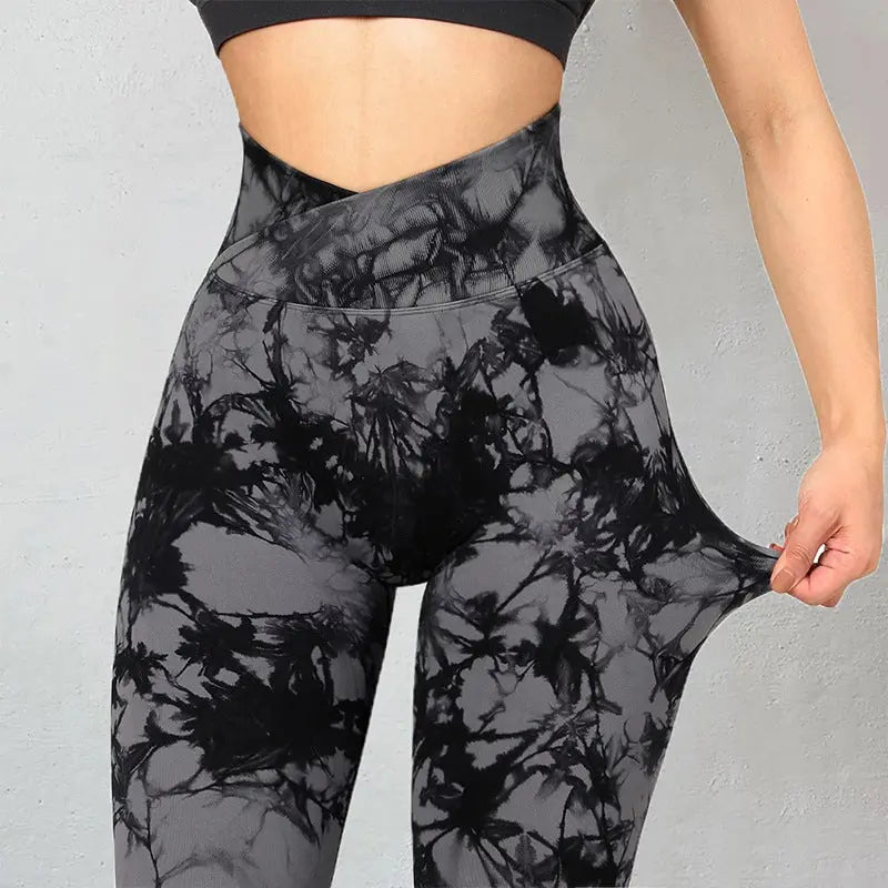 Seamless Tie Dye Leggings Women Yoga Pants Push Up Sport Fitness Running Gym Leggings M J Fitness