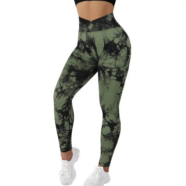 Seamless Tie Dye Leggings Women Yoga Pants Push Up Sport Fitness Running Gym Leggings M J Fitness