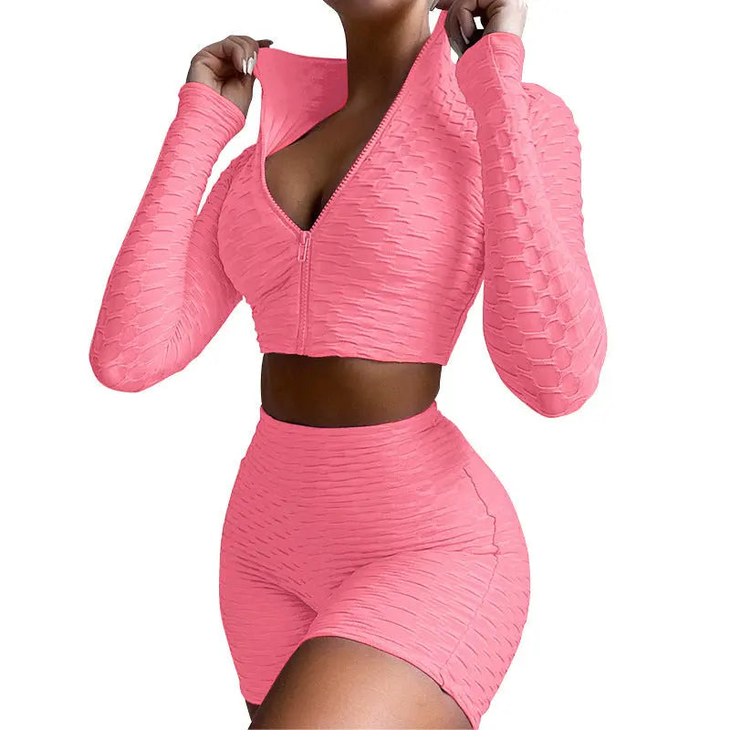 Women's Tracksuit Yoga Fitness Suit Activewear Set Tummy Control Butt Lift Long Sleeve Sport Clothing M J Fitness