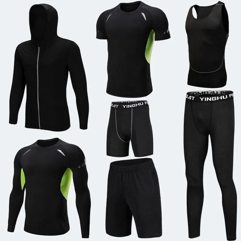 Running Workout Clothes Men 7pcs / sets Compression Running Basketball Games Jogging Tights set of underwear Gym Fitness sports sets M J Fitness