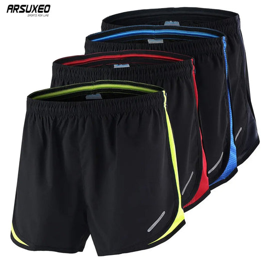 ARSUXEO Running Shorts Men 2 in 1 Sport Athletic Crossfit Fitness Gym Shorts Pants Workout Clothes Marathon Sportswear B165 M J Fitness