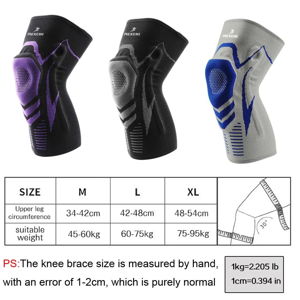 Basketball Knee Pads with Support Silicon Padded Elastic Non-slip Patella Brace Kneepad for Fitness Gear Protector Tennis M J Fitness