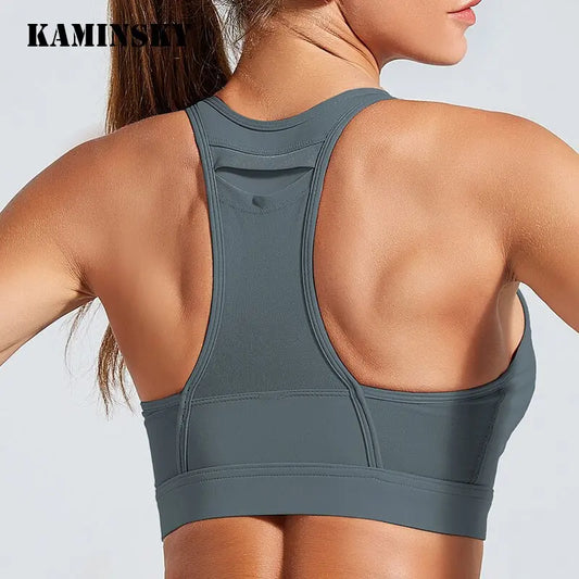 High Elastic Fitness  Bra Tops Sports Top Gym Running Padded Athletic Women Clothes M J Fitness
