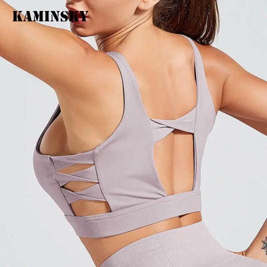 Kaminsky Sports Tank Top Women New Breathable Fitness Top  Women Shockproof Sports Bra Workout Running Casual Wear Patchwork Top M J Fitness
