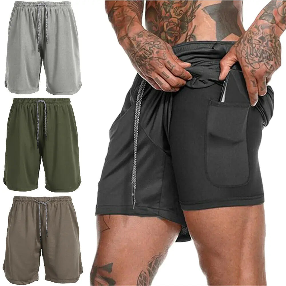 Mens 2 in 1 Fitness Running Shorts M J Fitness