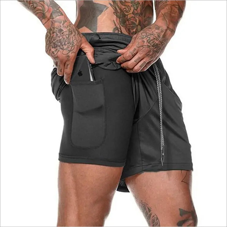 Mens 2 in 1 Fitness Running Shorts M J Fitness