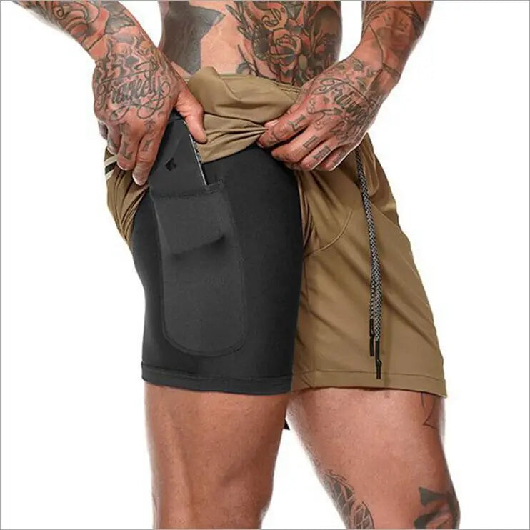 Mens 2 in 1 Fitness Running Shorts M J Fitness