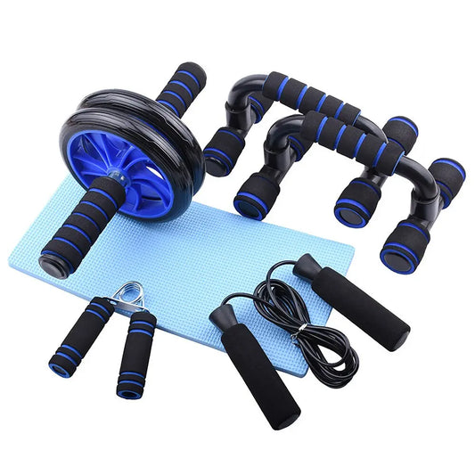 Muscle Exercise Equipment Abdominal Press Wheel Roller Home Fitness Equipment Gym Roller Trainer with Push UP Bar Jump Rope M J Fitness