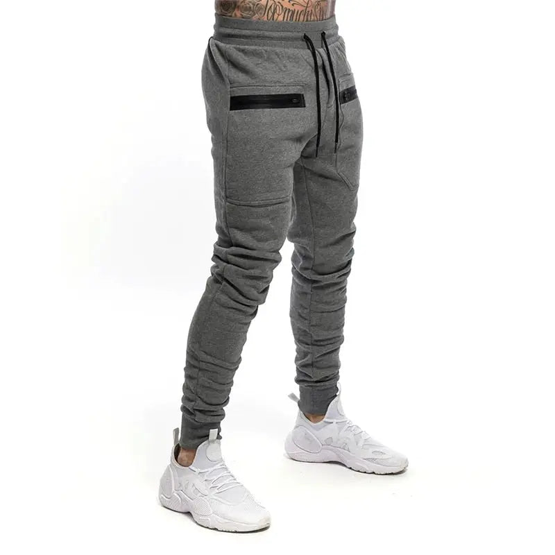 New Mens Jogger Zip pocket Sweatpants Man Gyms Workout Fitness Cotton Trousers Male Casual Fashion Skinny Track Pants Winter M J Fitness