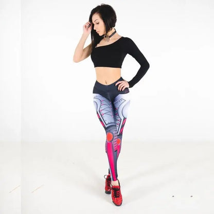 PureGem Designer Cyberwomen Print Push UP Fitness Leggings M J Fitness