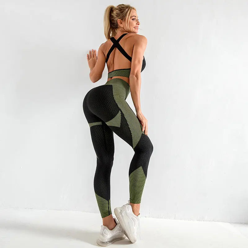 Sport Seamless Workout Set Women Rib 3 2 Piece Long Sleeve Zipper Crop Top Shirt Legging Pants Fitness Set Clothes Yoga Gym Set M J Fitness